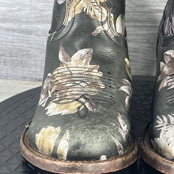 Shyanne Women's Dark Romance Black Leather Floral Cowboy Western Boots Size 7.5 - Picture 4 of 10